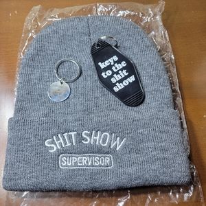 Shit Show Supervisor Smoky Gray Cap Beanie and Keychains for Shitshow bundle